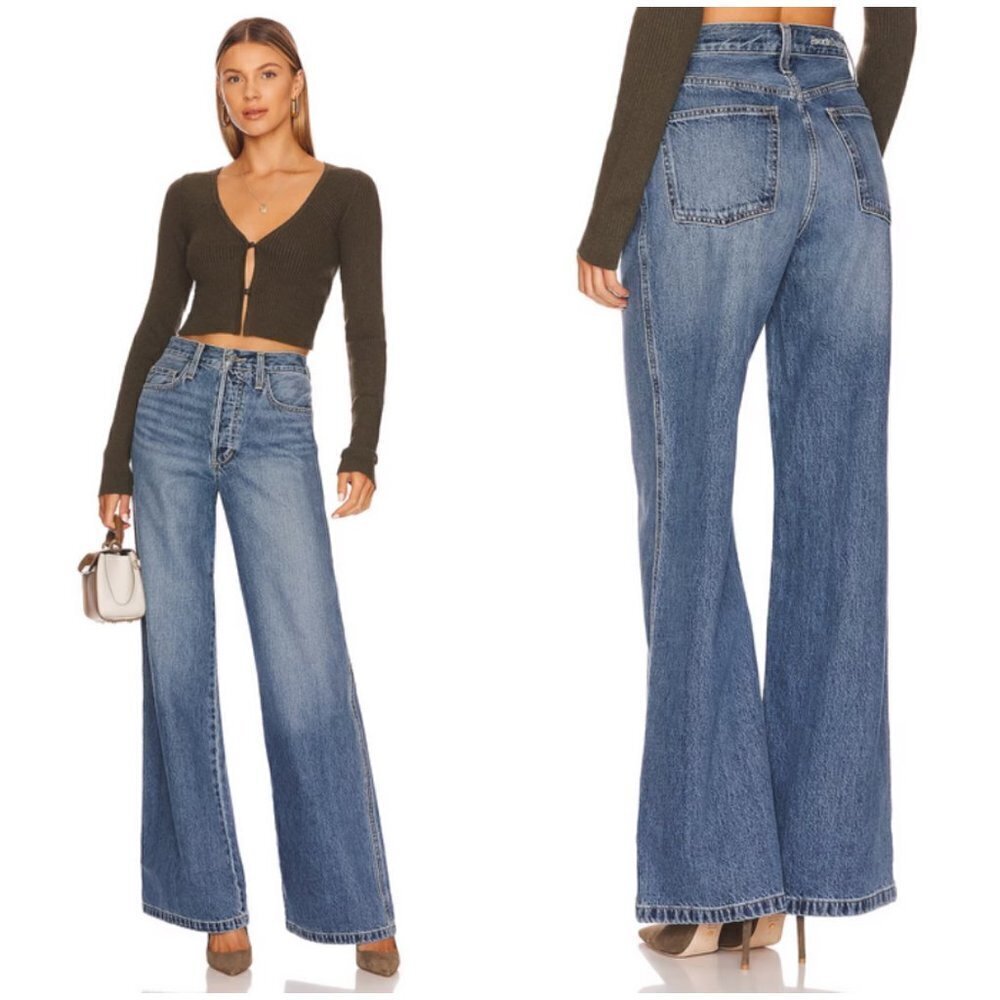💕FAVORITE DAUGHTER💕 The Masha High Rise Wide Leg Jeans Long Beach Blue 31 NWOT